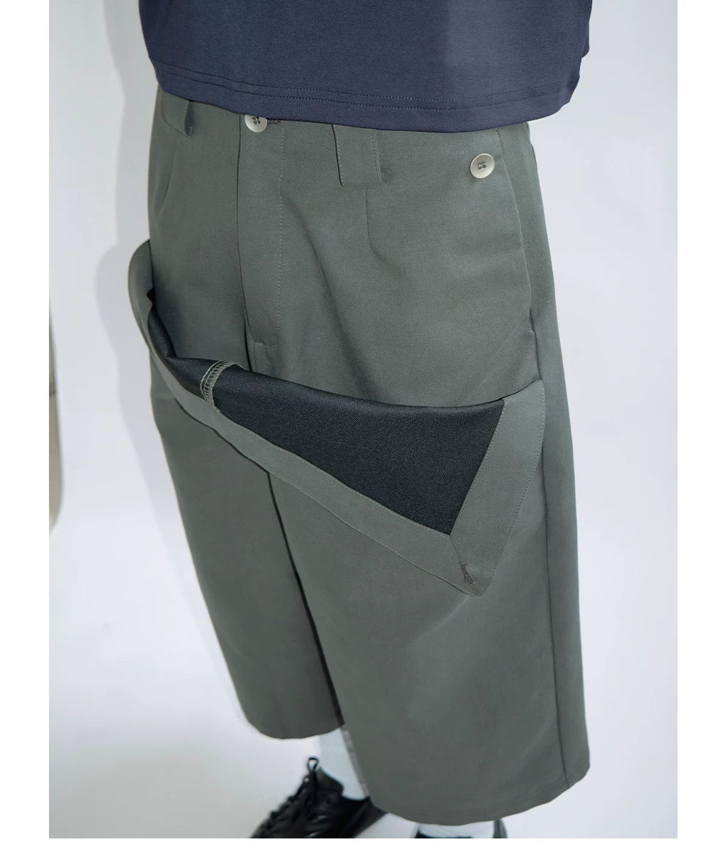FUNKYFUN Contrast Color Loose Eight-point Trousers