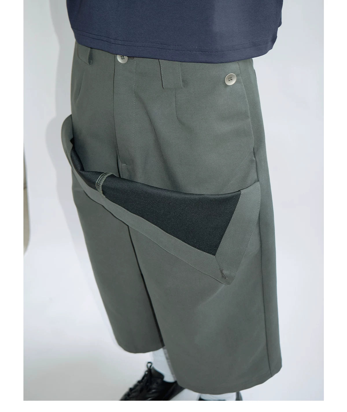 FUNKYFUN Contrast Color Loose Eight-point Trousers