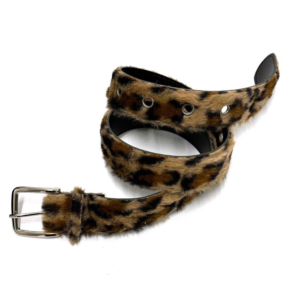 DPOL Brown Leopard Print Plush Belt