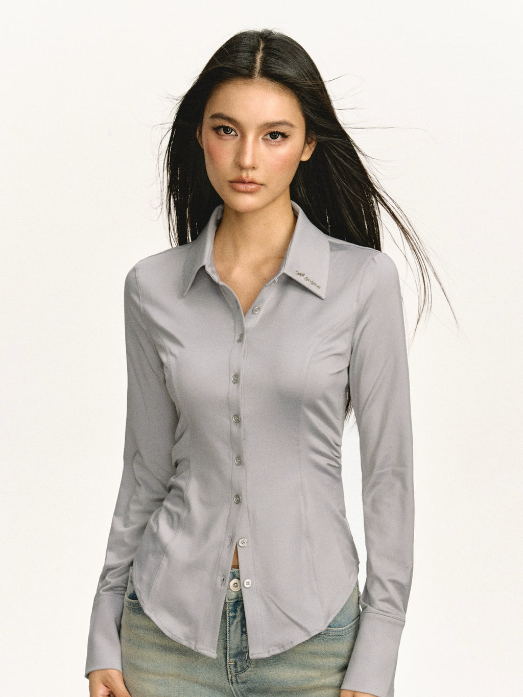Ariseism Vintage Satin Long Sleeve Shirt
