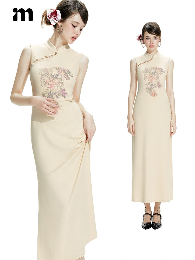 Imone National Style Dragon Print New Chinese Cheongsam Dress
