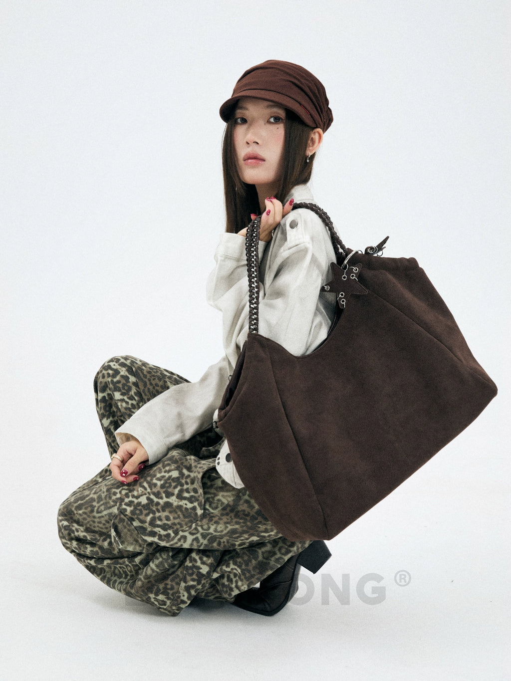 BINGBONG Suede Large Capacity Shoulder Bag