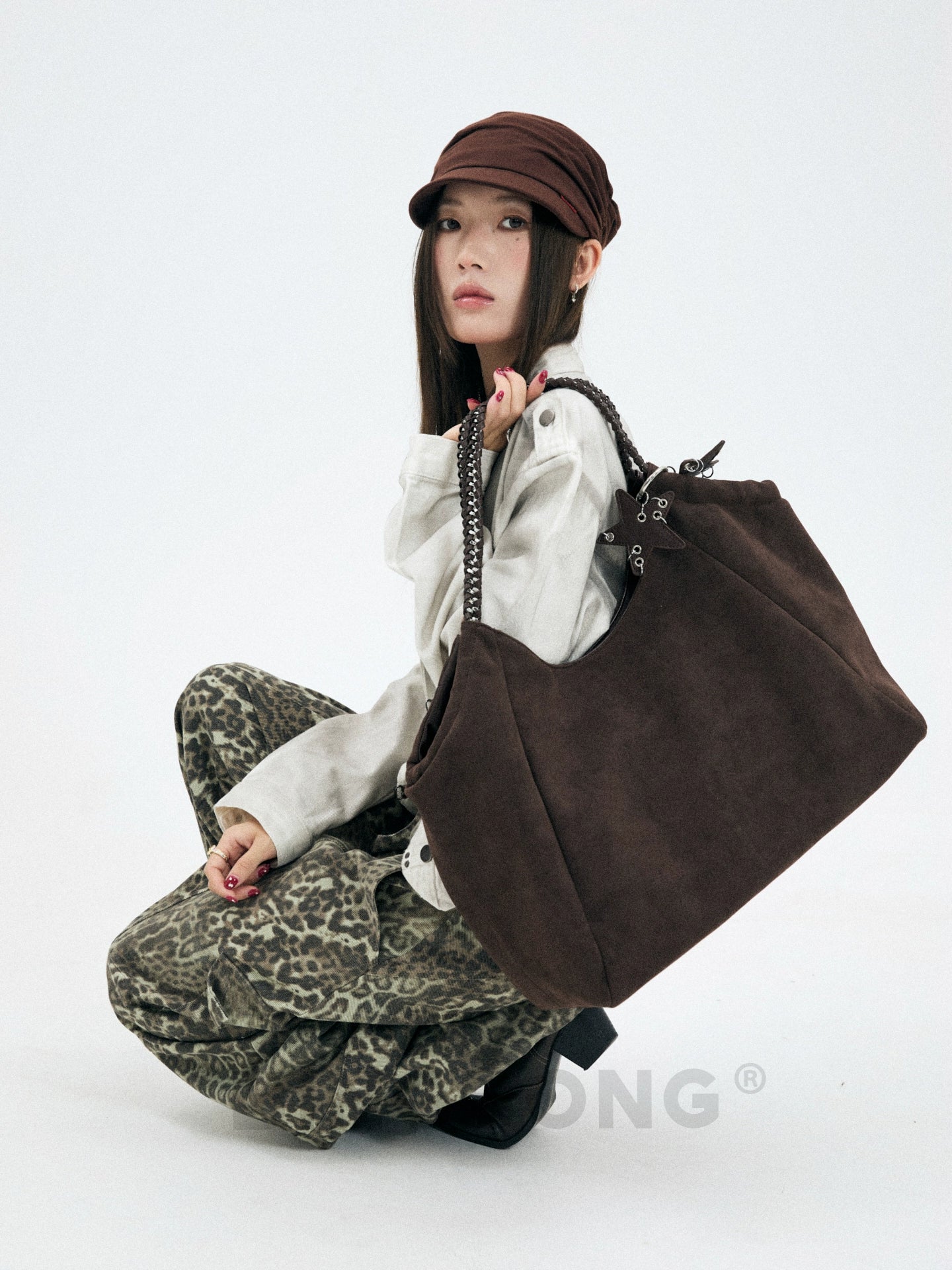 BINGBONG Suede Large Capacity Shoulder Bag