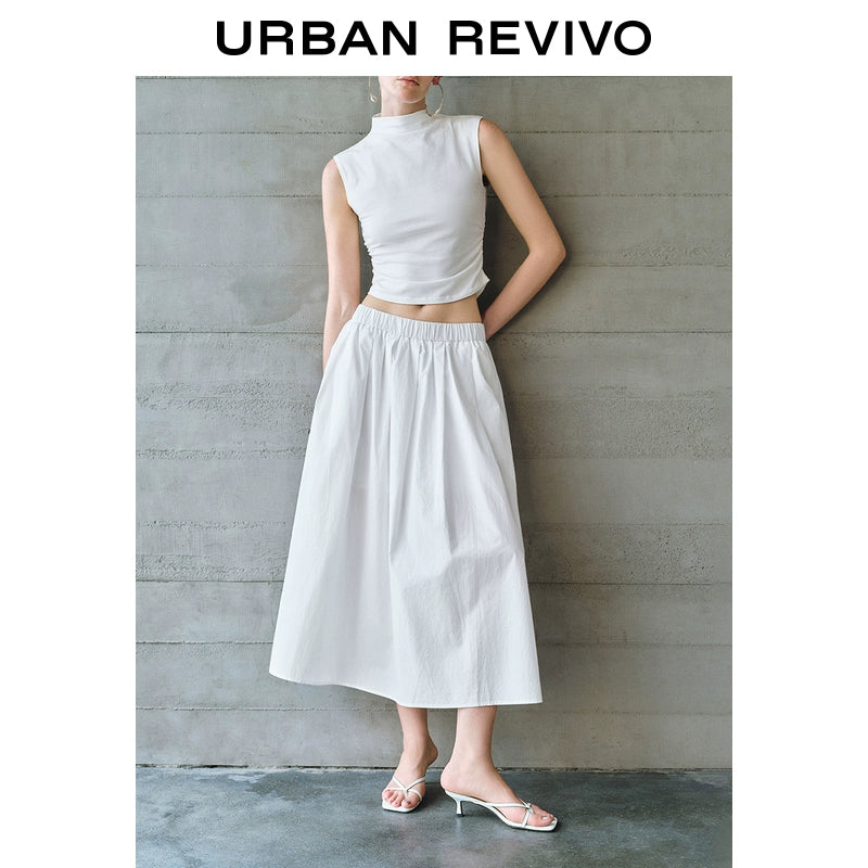 URBAN REVIVO Simple Elastic Waist Super Loose Skirt