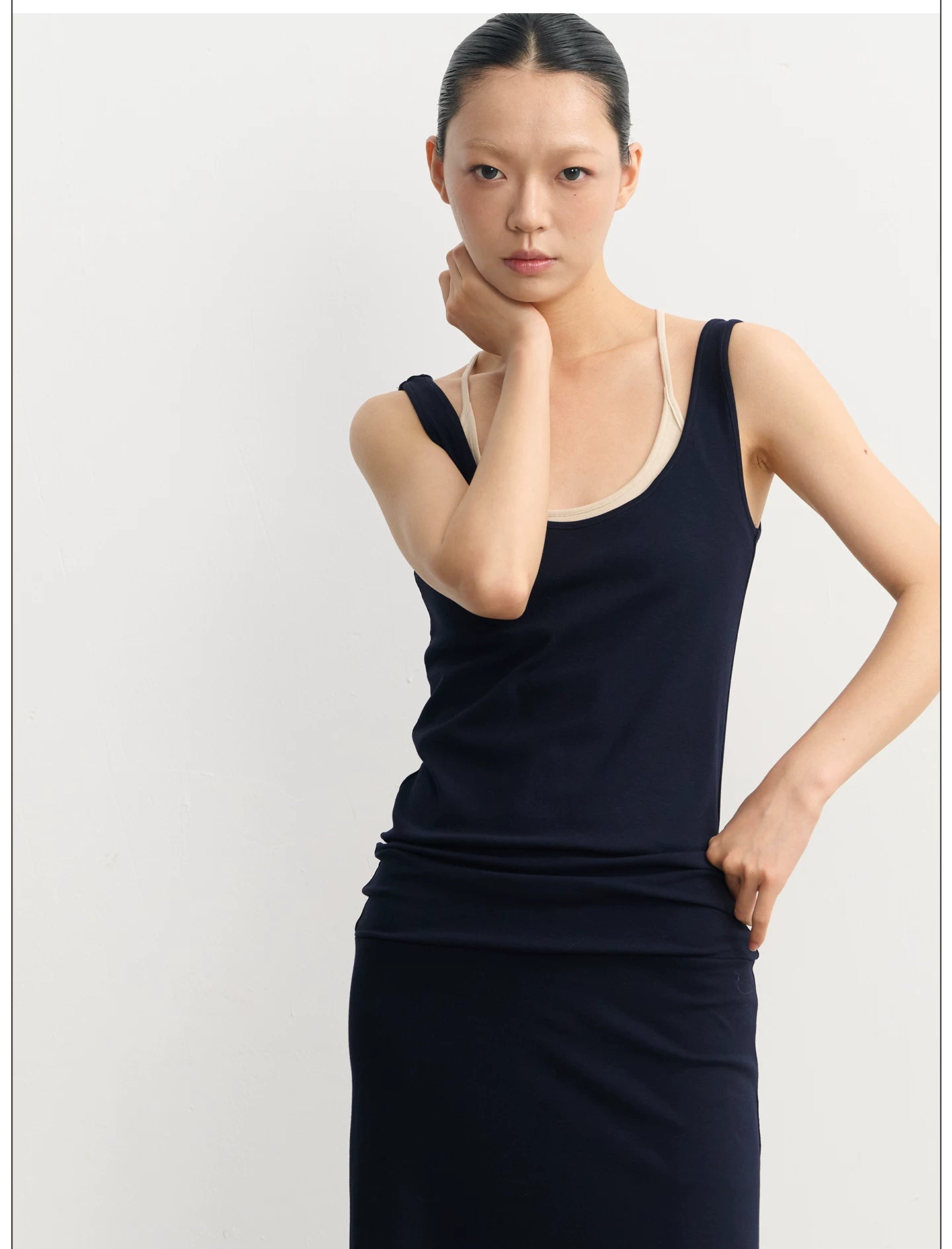 LINY LIBERTY Contrast Fake Two-piece Knitted Skirt