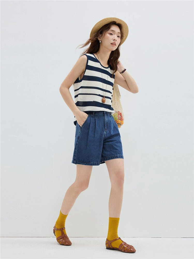 Giordano Embroidered Semi-elastic Waist Wide-leg Shorts