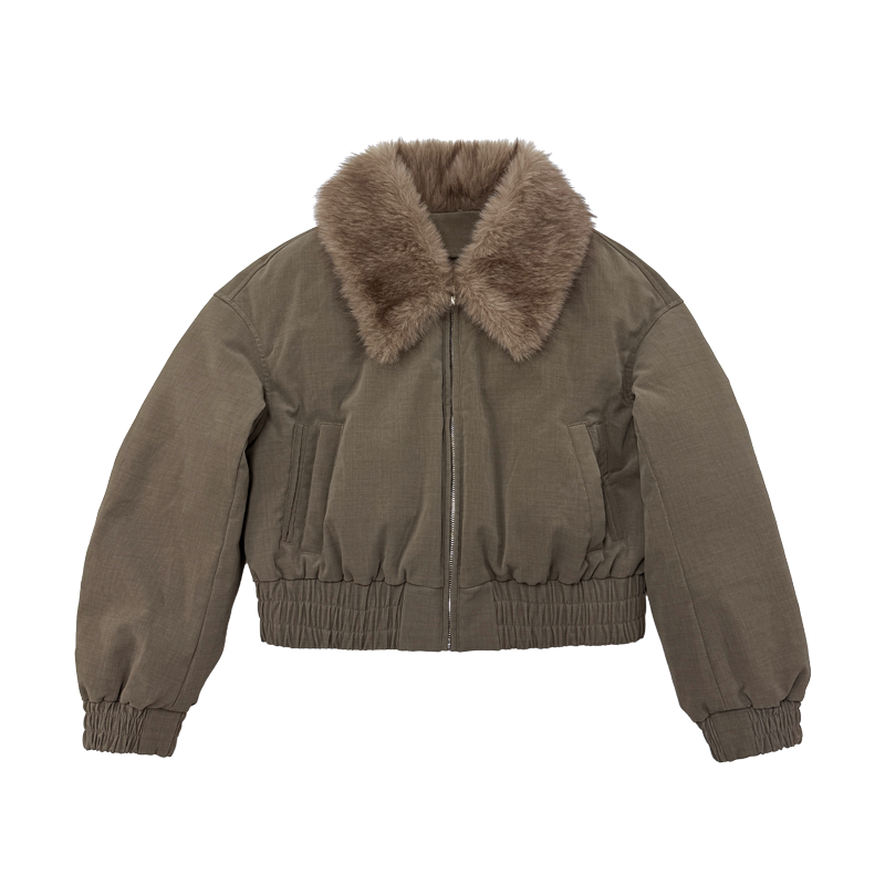 JCAESAR WOMEN Fur Collar Made Old Down Short Jacket