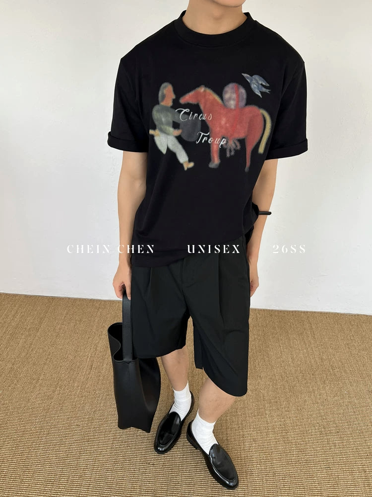 Chein Abstract Horse Print Loose Tee