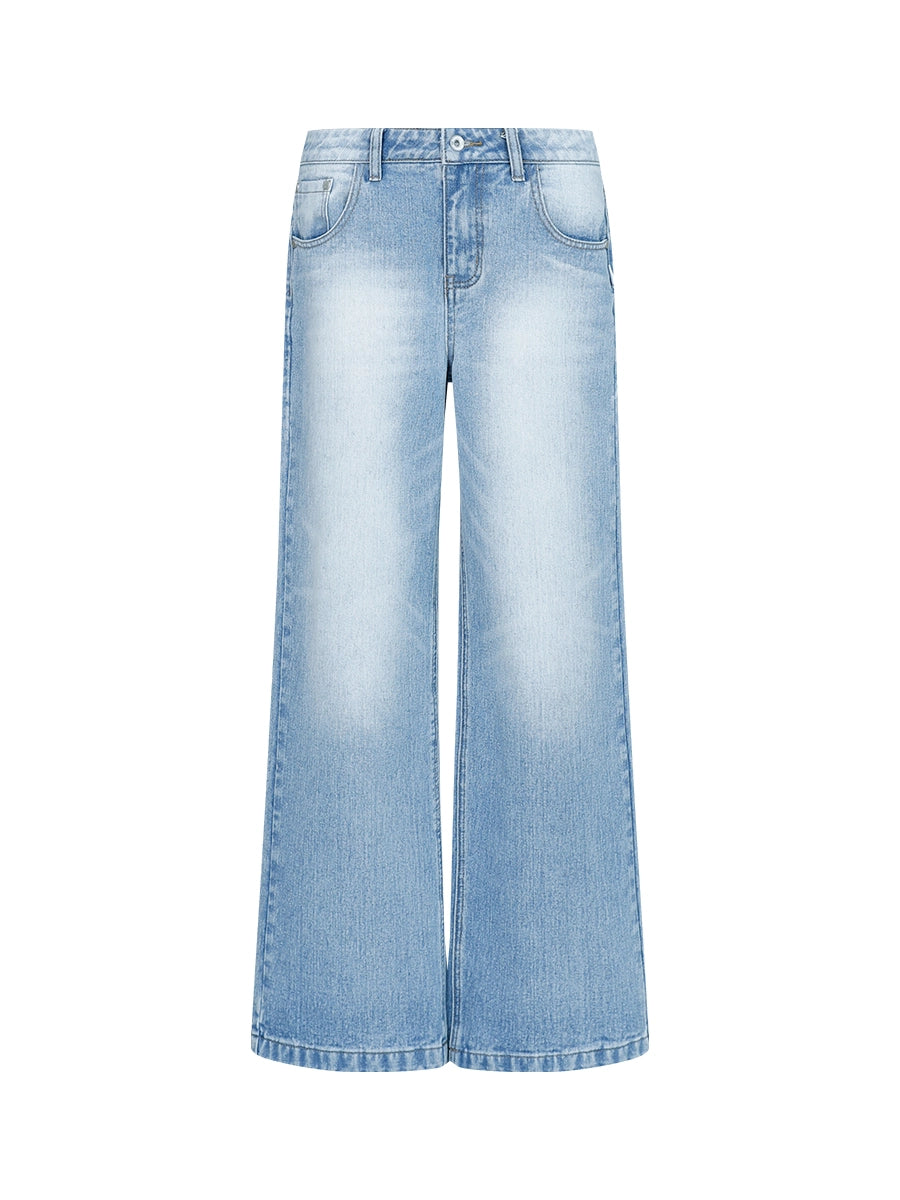 FUNKYFUN Straight Tube Made Old Ma Liu Mid-waist Denim Trousers