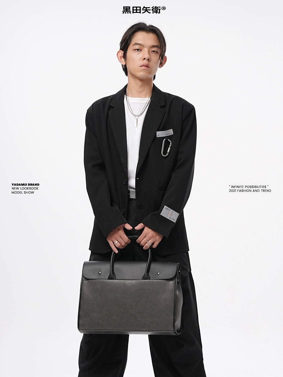 YADAMUI Crazy Horse Portable Retro Business Large Capacity Crossbody Shoulder Bag