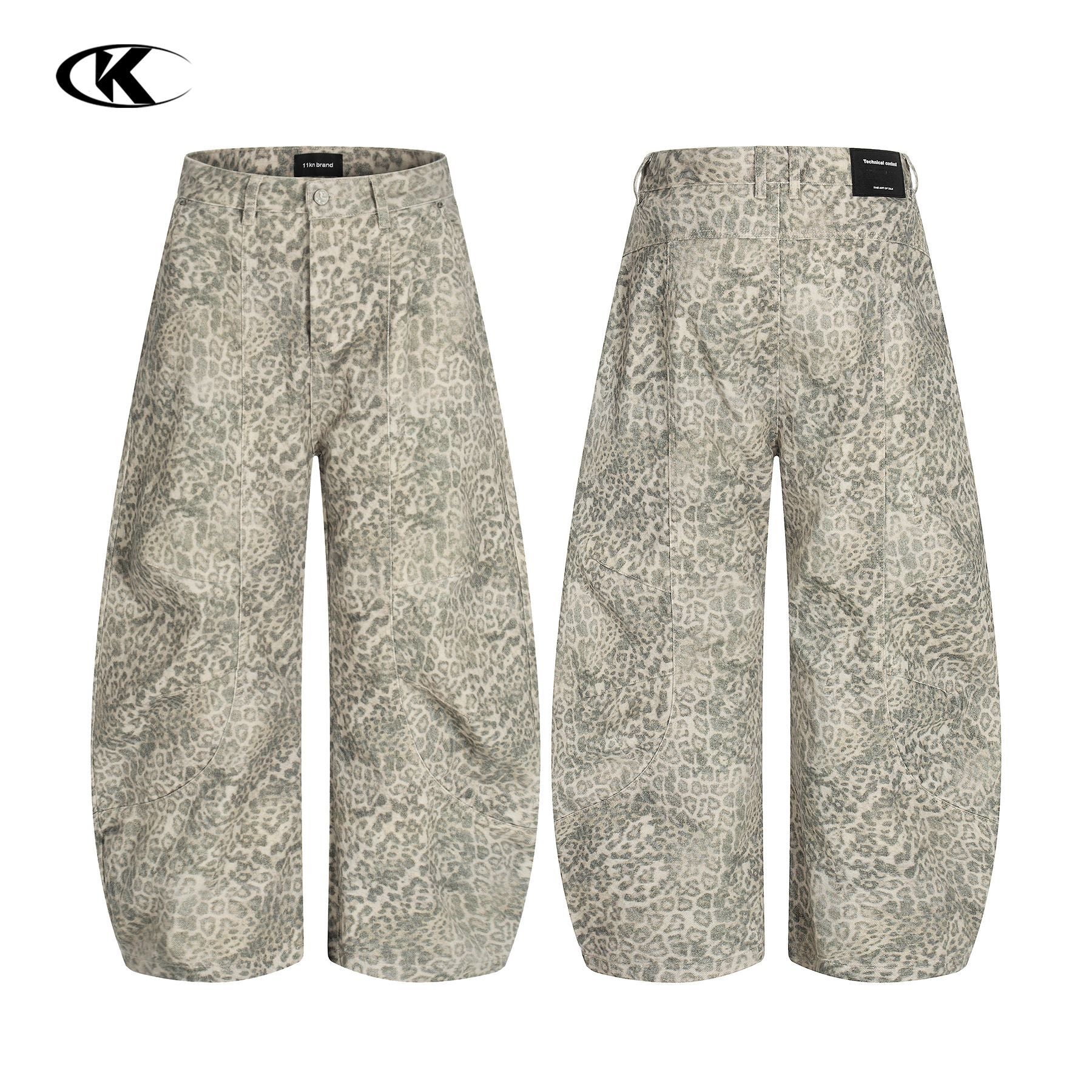 11KN Leopard Print Wide-leg Loose and Thin Tooling Casual Pants