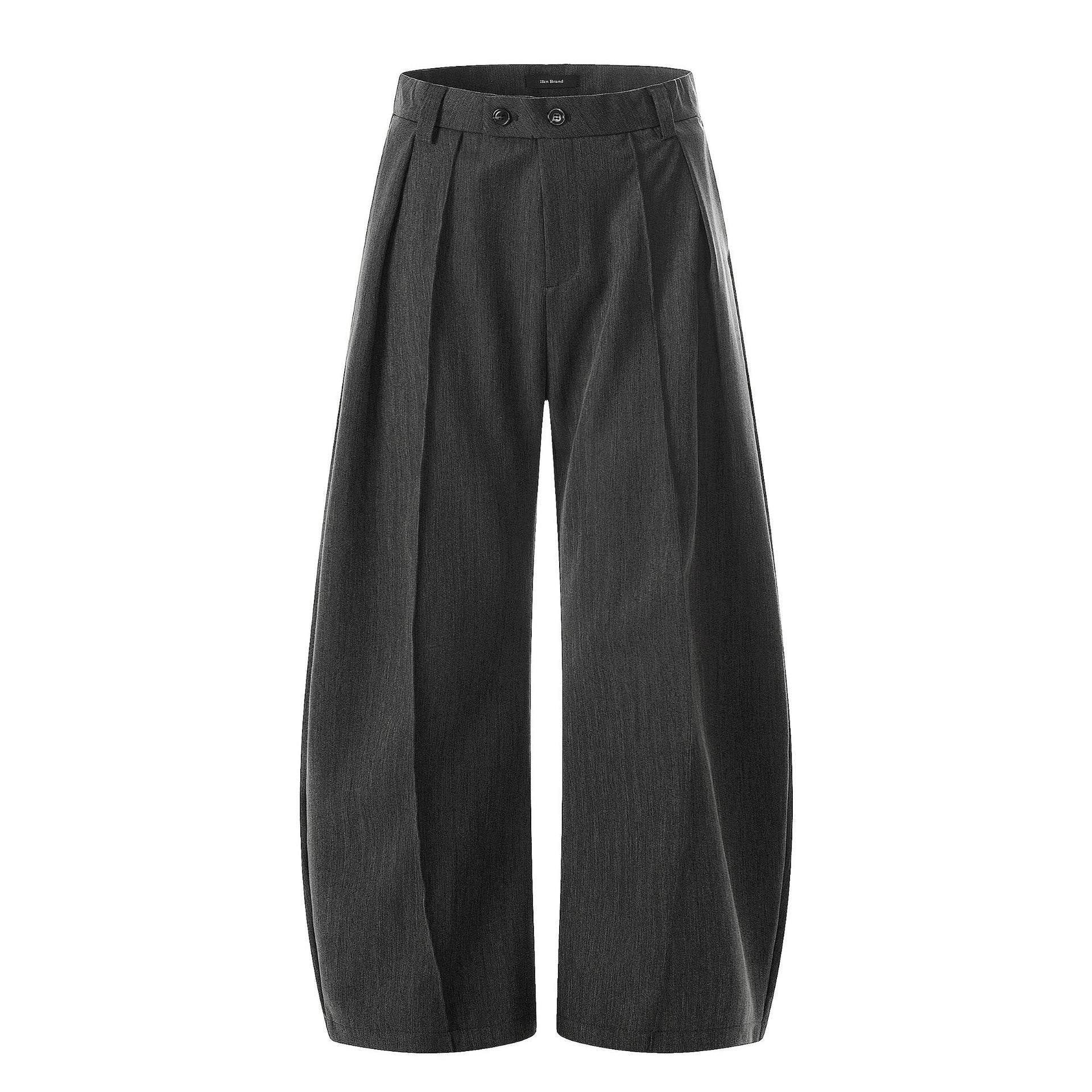 11KN Double Pleats A-Line Curved Leg Trousers