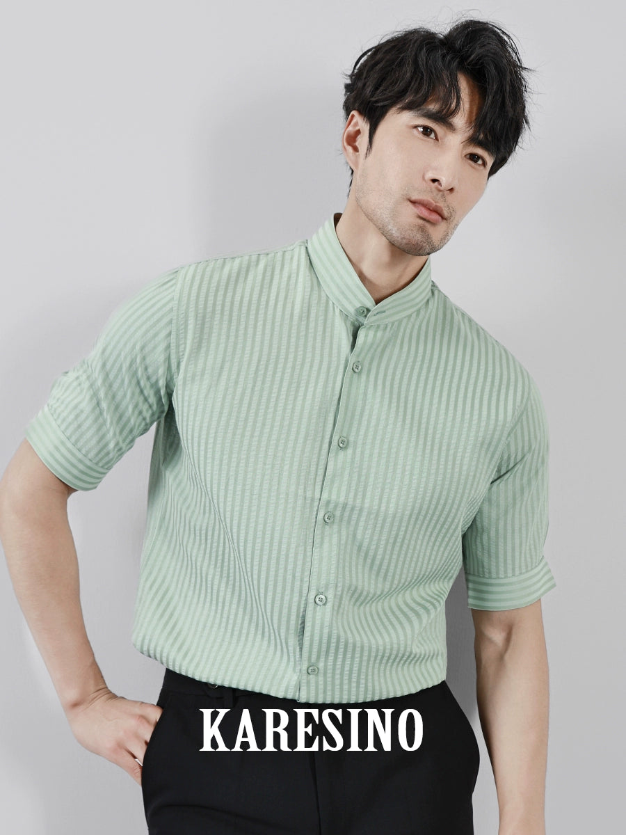 KARESINO Seersucker Striped Shirt