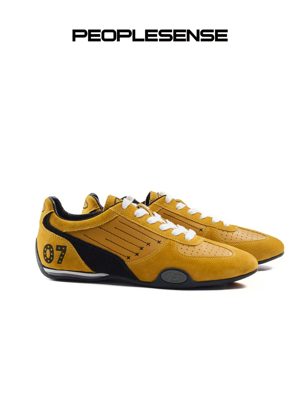 PEOPLESENSE Beef Suede Stitching Embroidered Sneakers