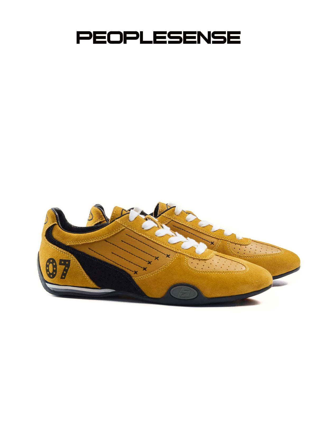 PEOPLESENSE Beef Suede Stitching Embroidered Sneakers