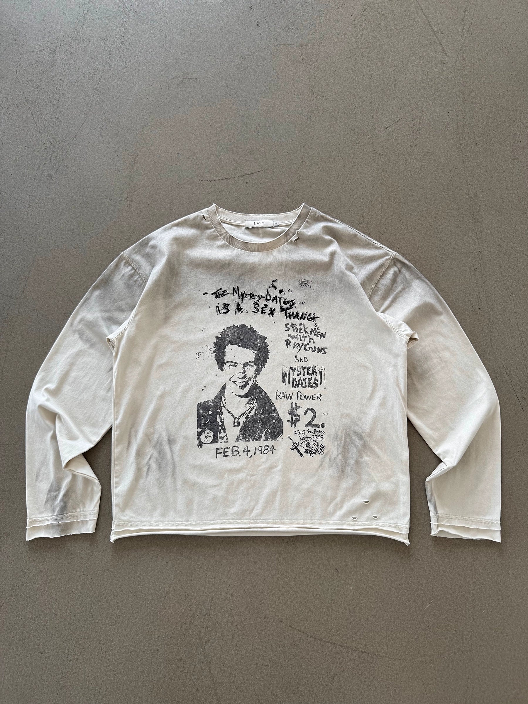 Erole Dirty Dye Old Damage Embroidery Print Long Sleeve
