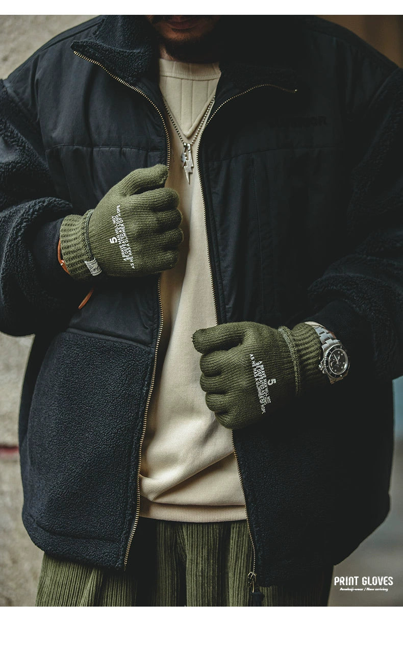 Maden Vintage Knitted Printed Full Finger Gloves