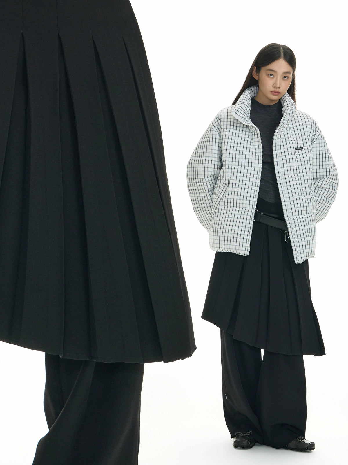 TGNS Stacked Suit Skirt Drape Trousers