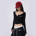 SAMUSAN Semi-open Neck Slim-fitting Versatile Long Sleeves