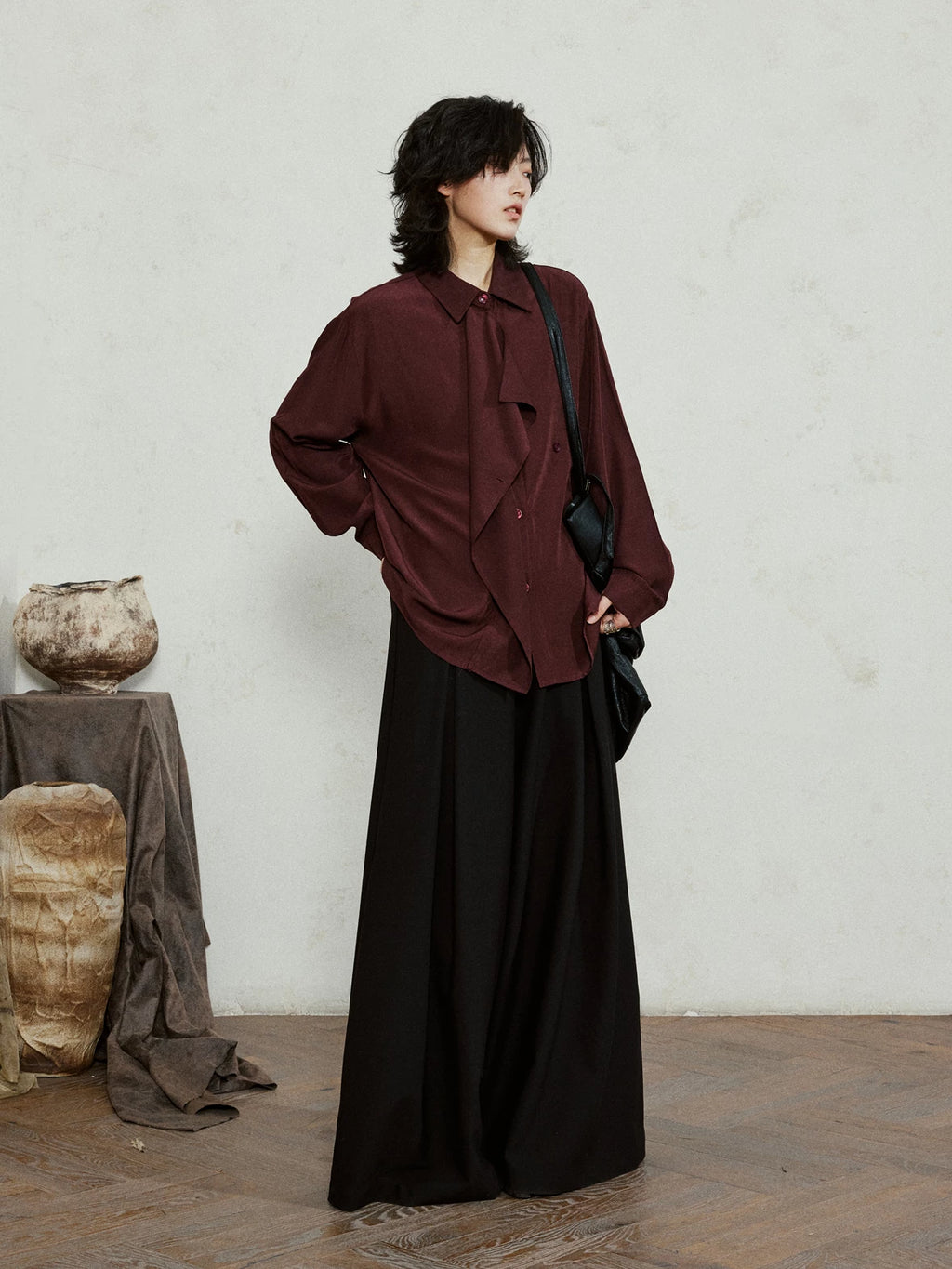 SUNYVONNE Minimalist Lazy Ribbon Shirt