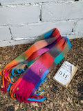 EAHO Korean Rainbow Plaid Contrasting Scarf