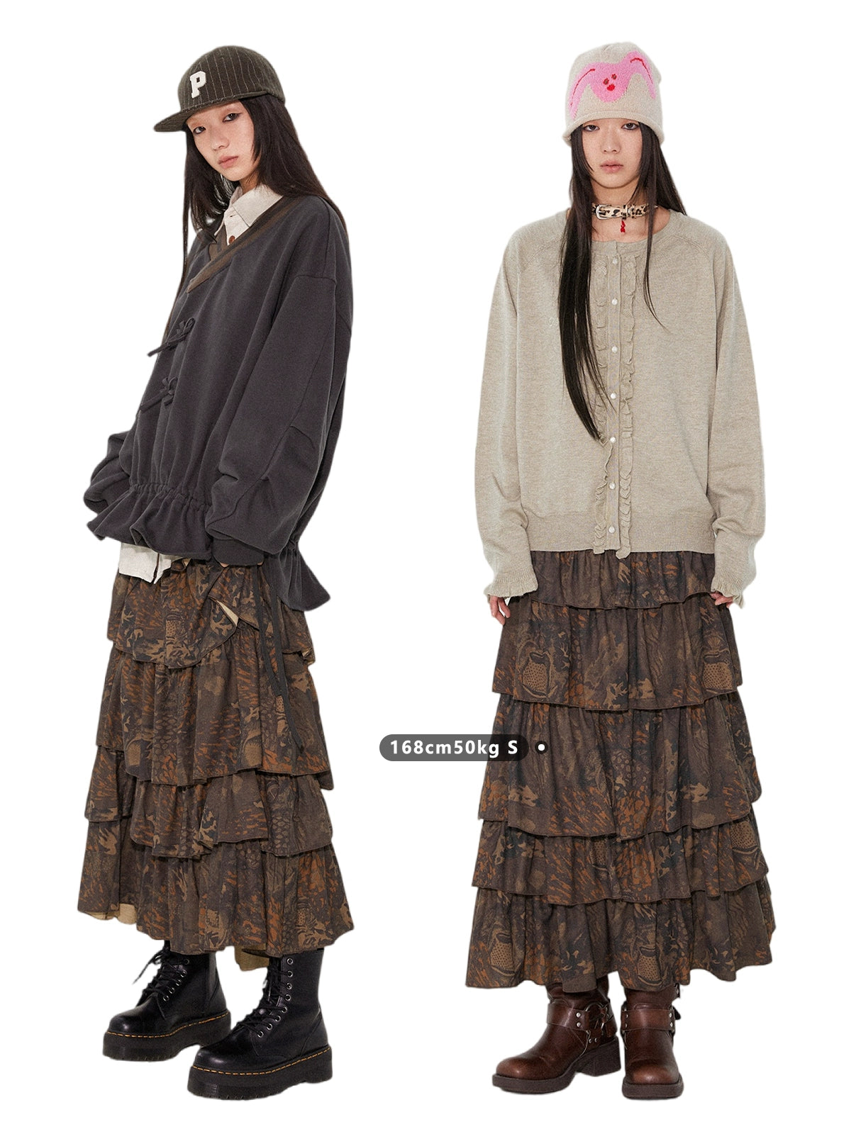 PHYS A-shaped Silhouette Light and Thin Hand-painted Long Skirt