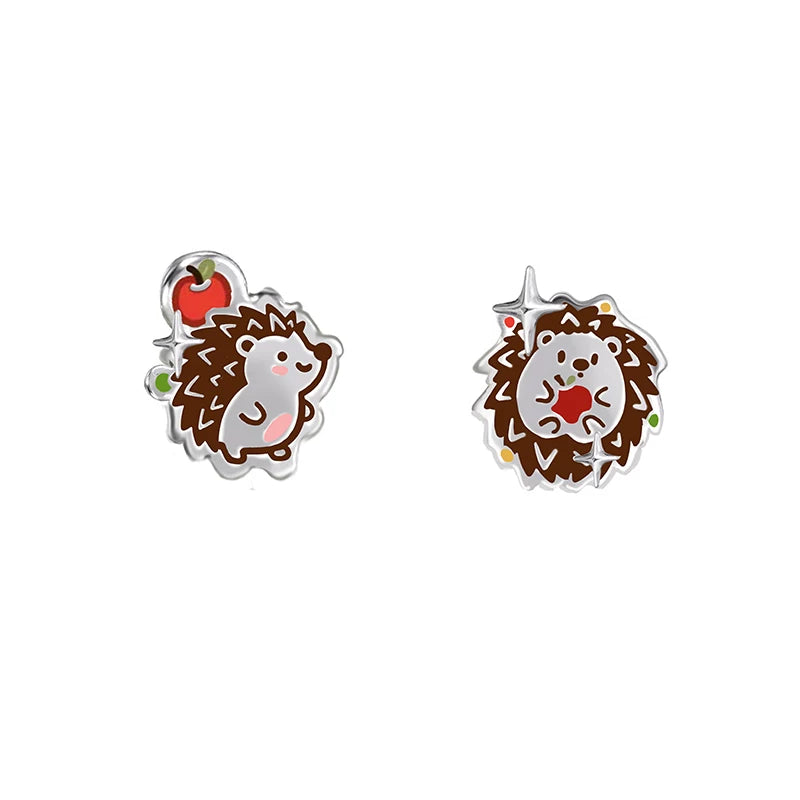 MASW Super Cute 925 Silver Needle Small Hedgehog Earrings