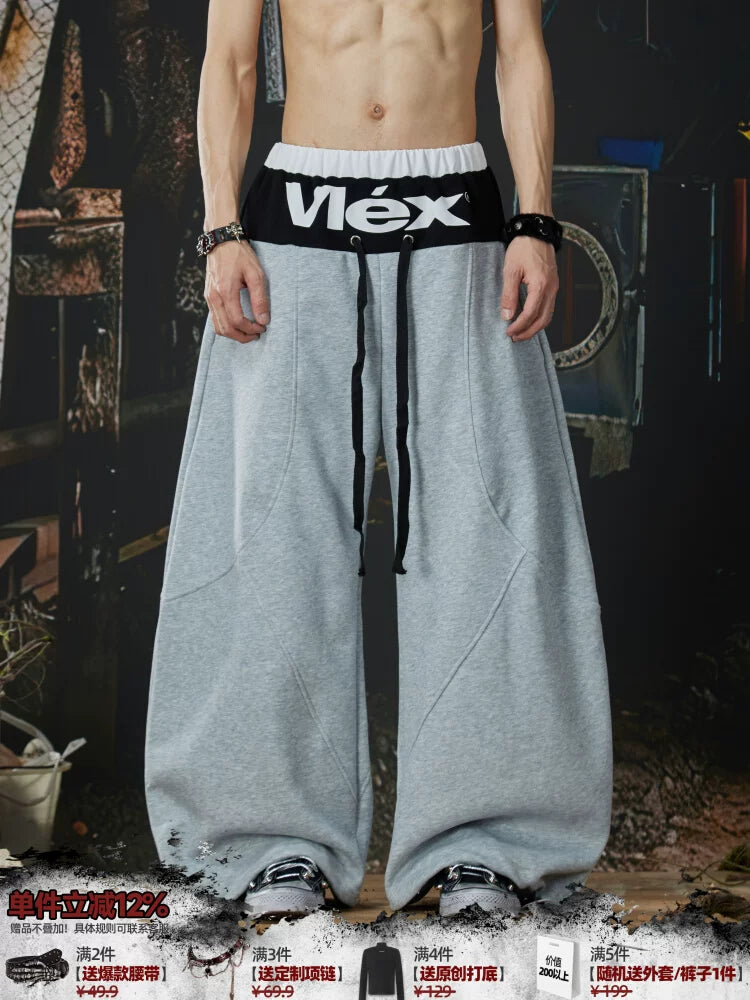 NUndeFineD Splicing Fart Curtain Loose Sweatpants