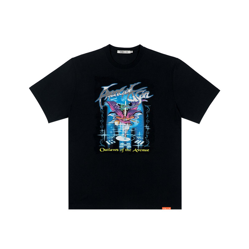 AVENUESON Water Margin Card Style Theme Printing Tee