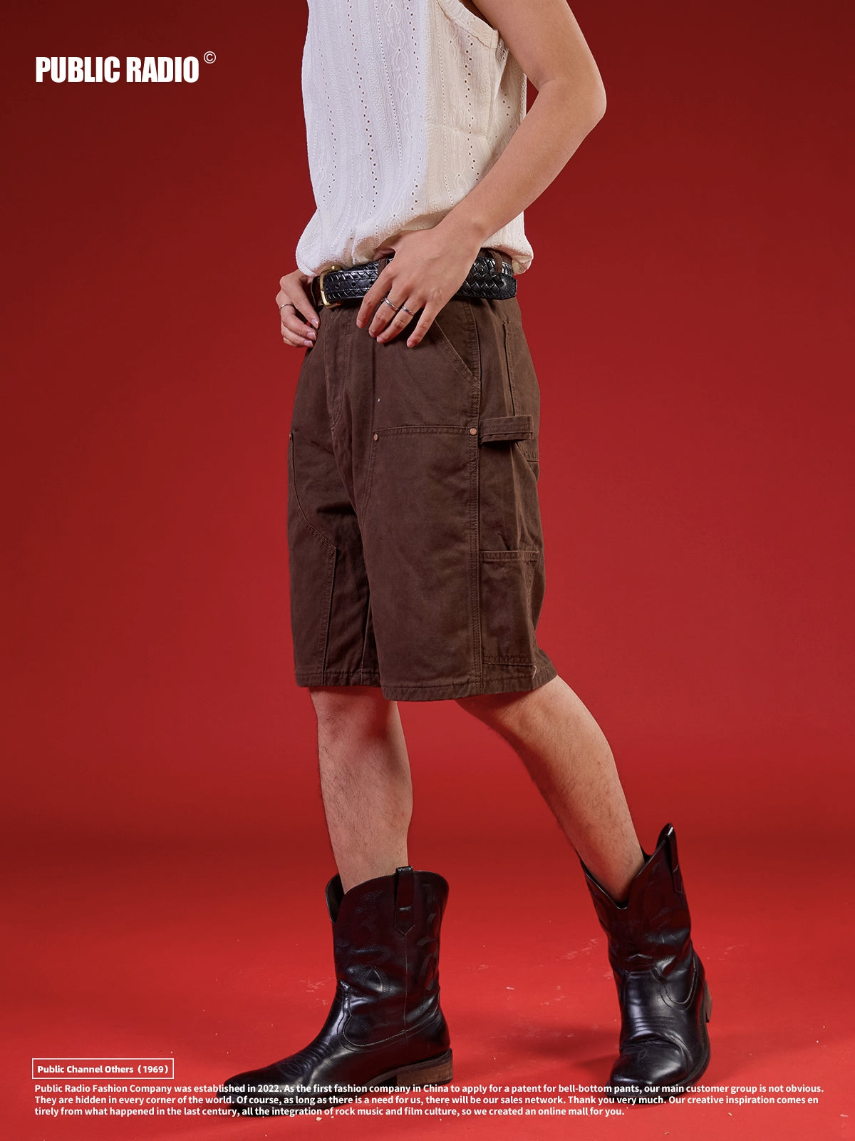 PUBLICRADIO Retro Tooling Ear-hanging Silhouette Shorts