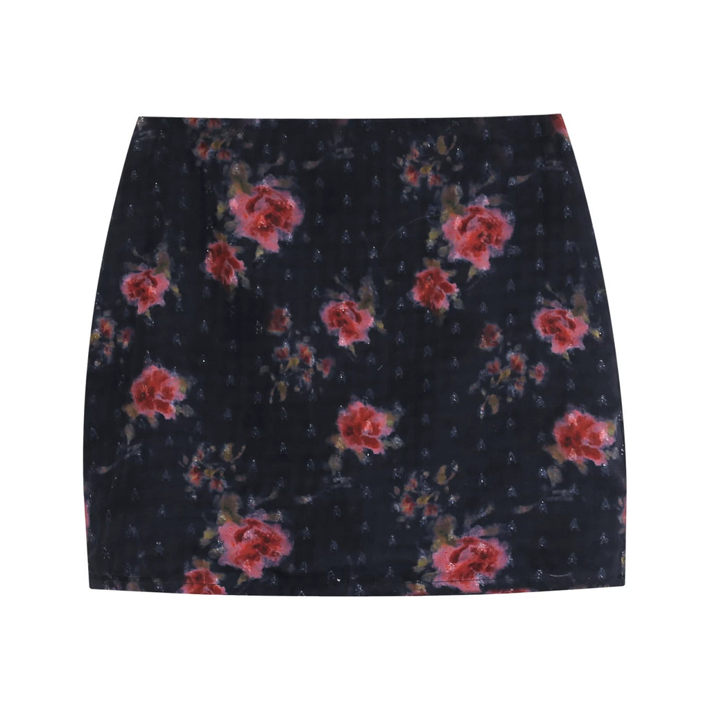 LLROGE Slim One-word Shoulder Tee Skirt Set