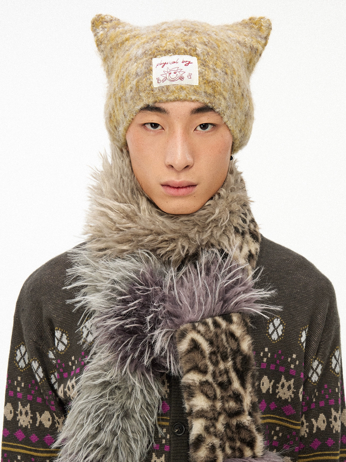 PHYS Natural Gradual Change Smart Cute Wool Cat Ear Hat