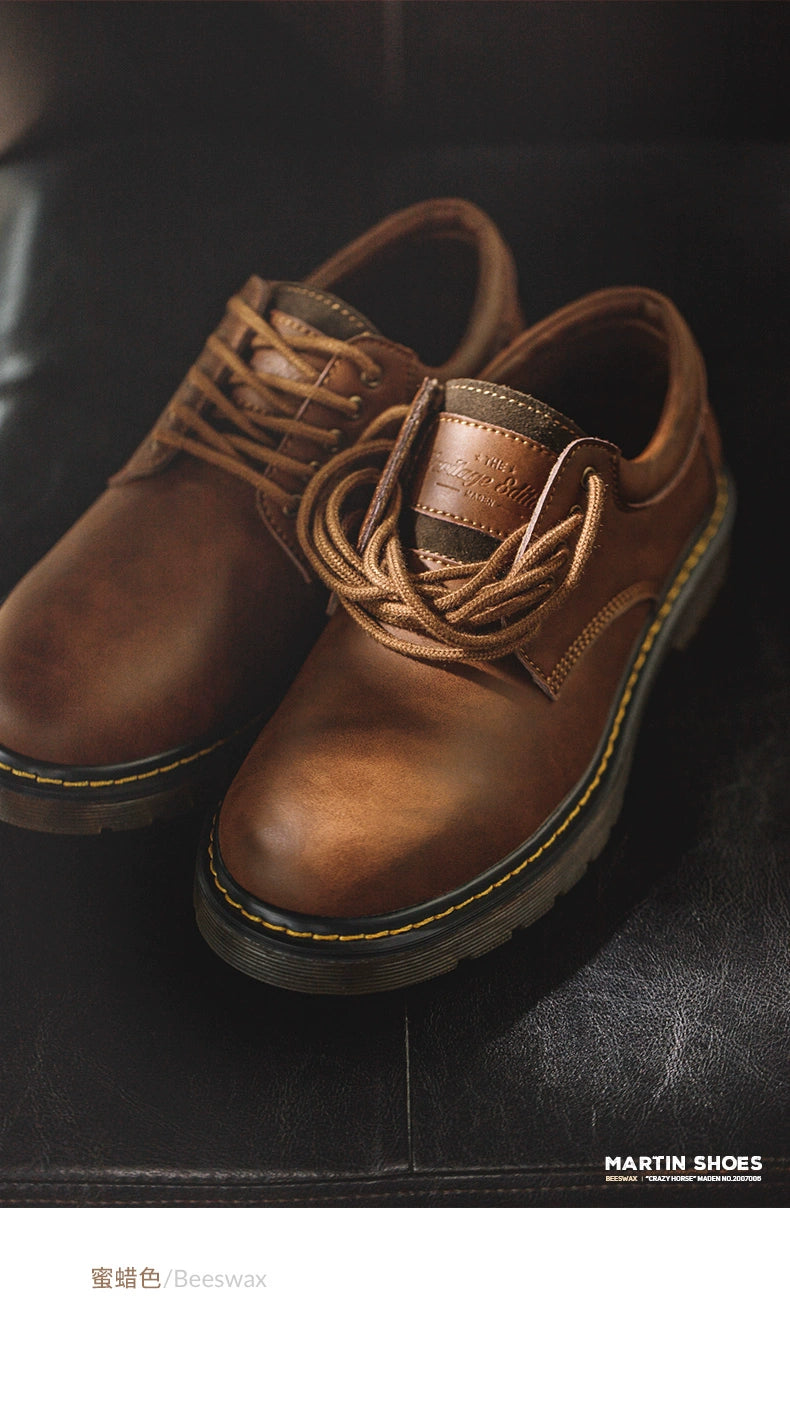 Maden Casual Versatile Big Head Leather Shoes