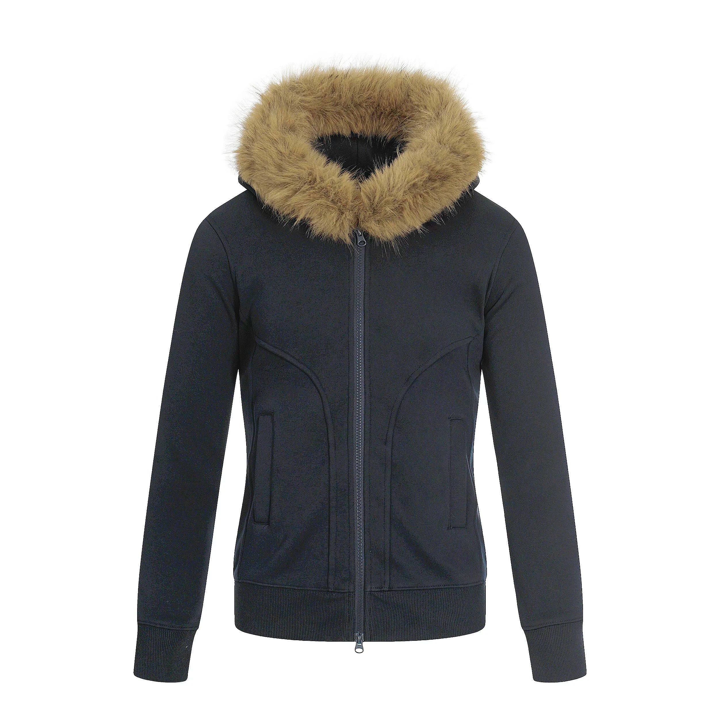 Saimt Retro Oversized Faux Fur Collar Cropped Jacket