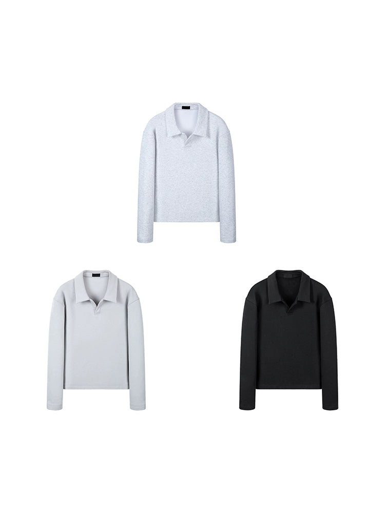 PLUS NO LOGO POLO Collar Lazy Magnetic Pullover Sweater