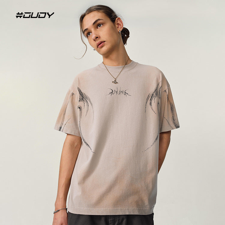#OVDY 270g heavy tie dye shoulder round neck tee