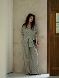 YUENEI Plaid Cotton Long-sleeved Trousers Pajamas