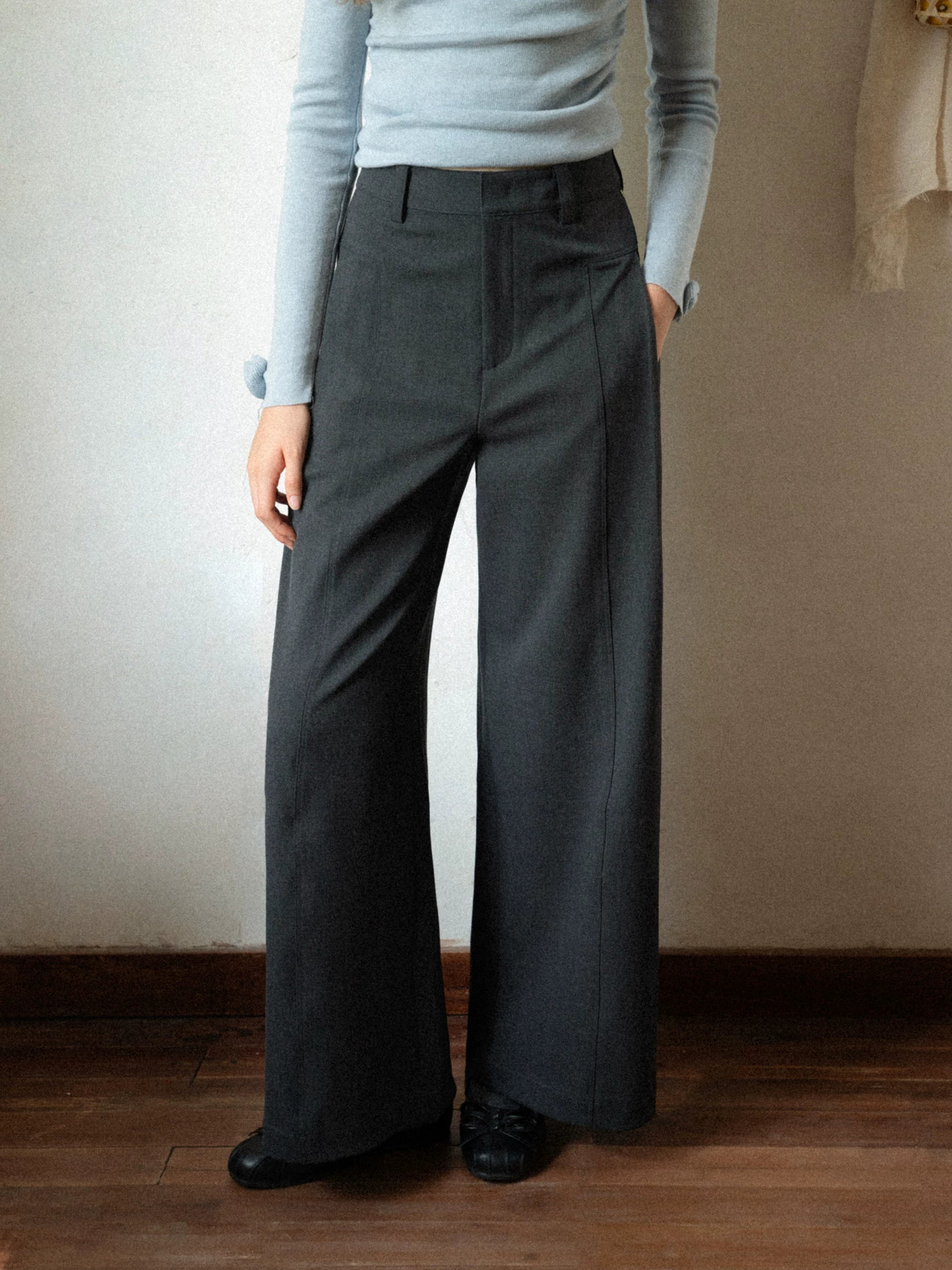 EGGKA Loose and Thin Straight-leg Suit Pants