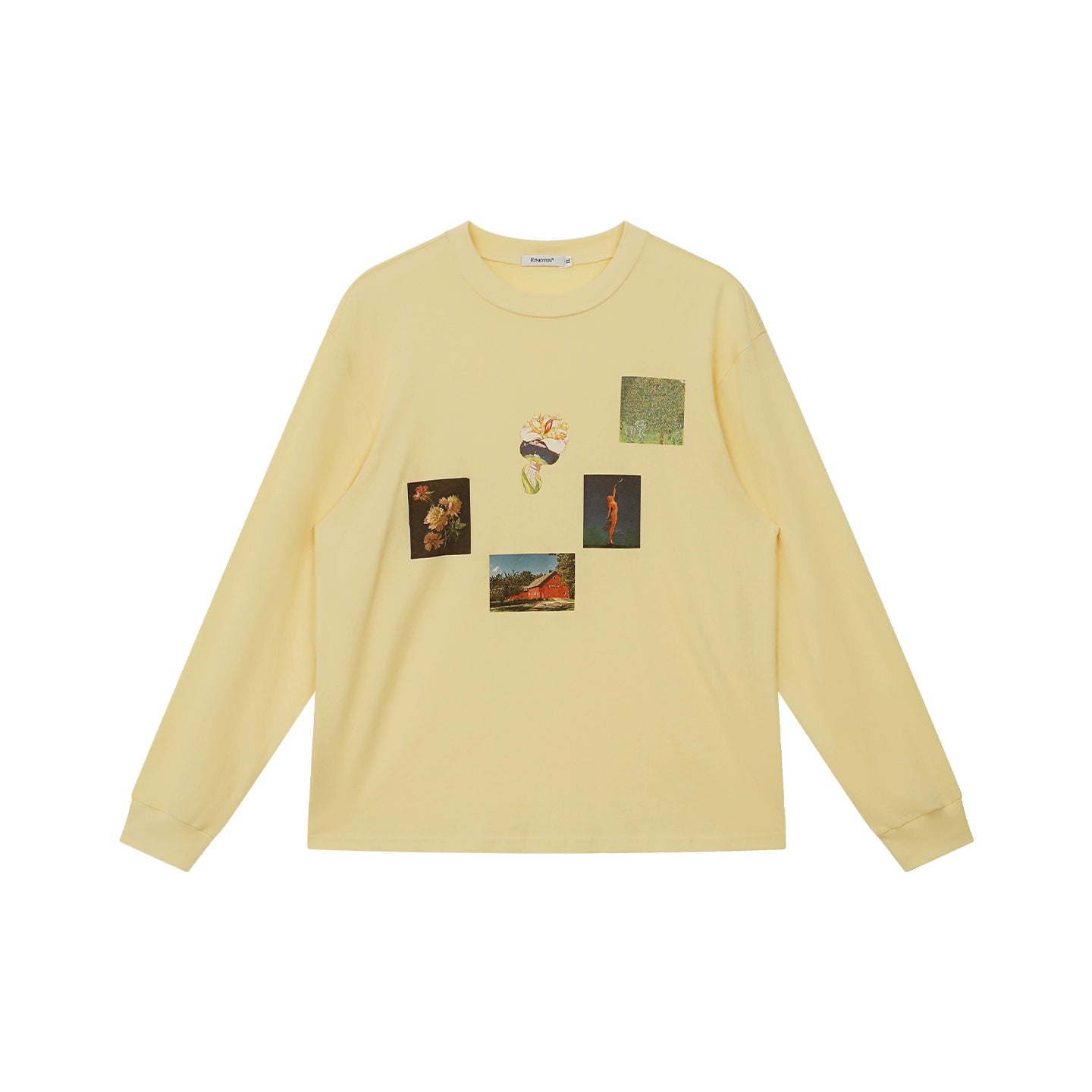 FUNKYFUN Plant Flower Collage Print Loose Long Sleeve