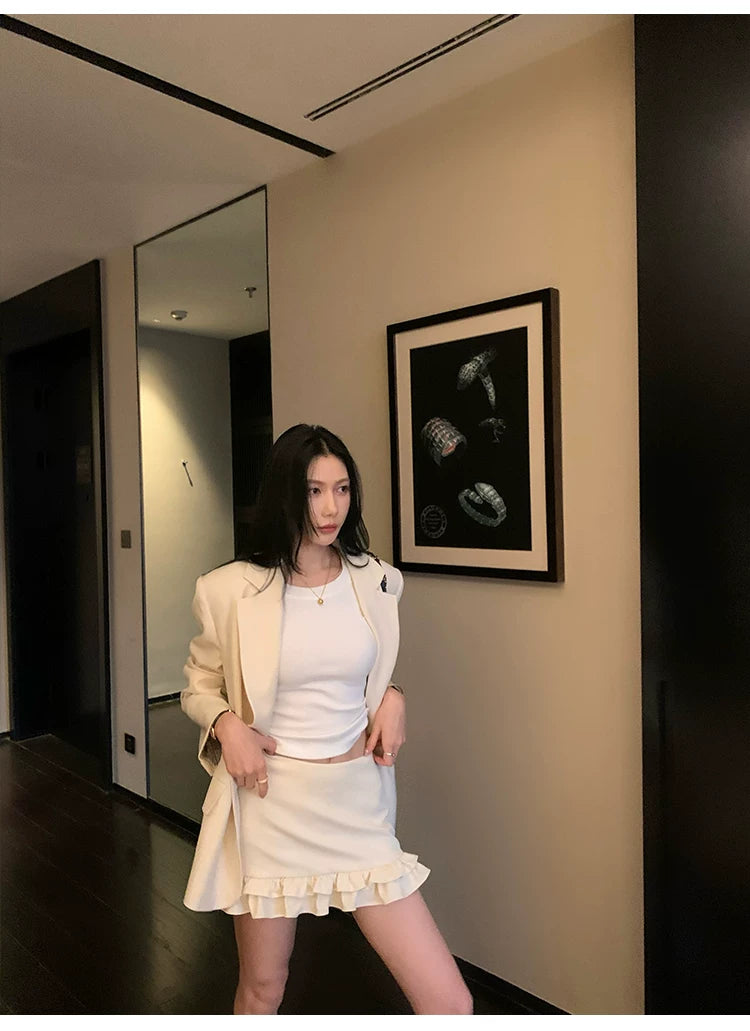 YOUNG KYLIN Temperament Blazer Short Skirt Suit