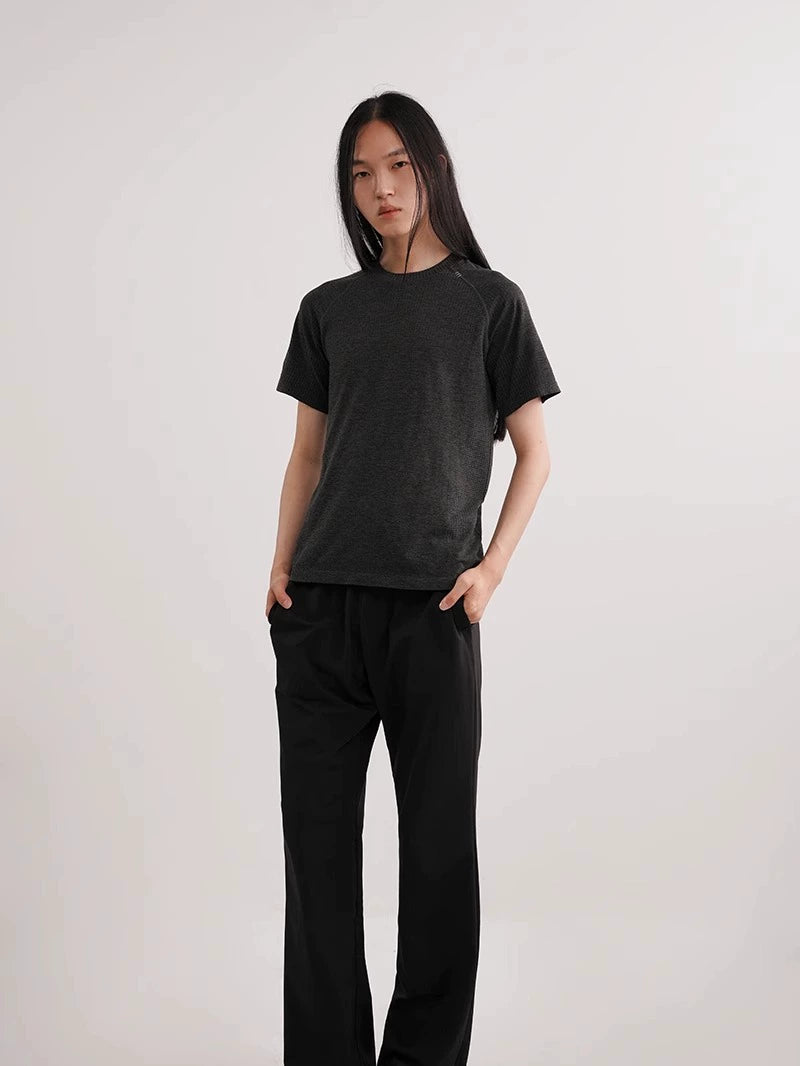 NO LOGO Quick Drying Seamless Jacquard Sports Slim Tee