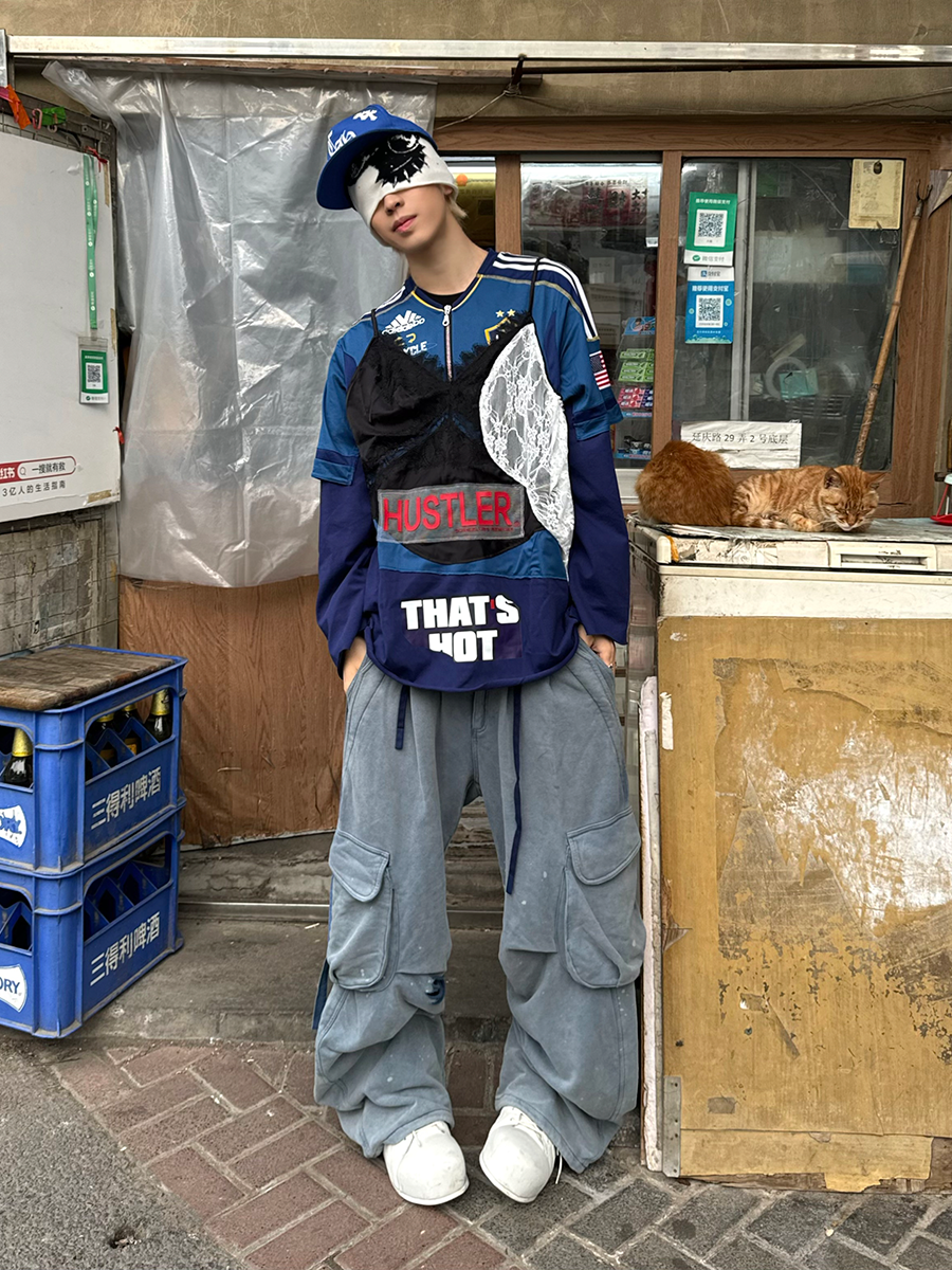 RELABEL Double-waist Ink-splashing Casual Sweatpants
