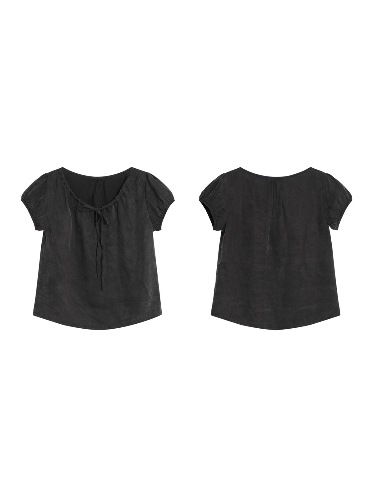 FUNKYFUN Drawstring Rubber Band Bubble Sleeve Tee