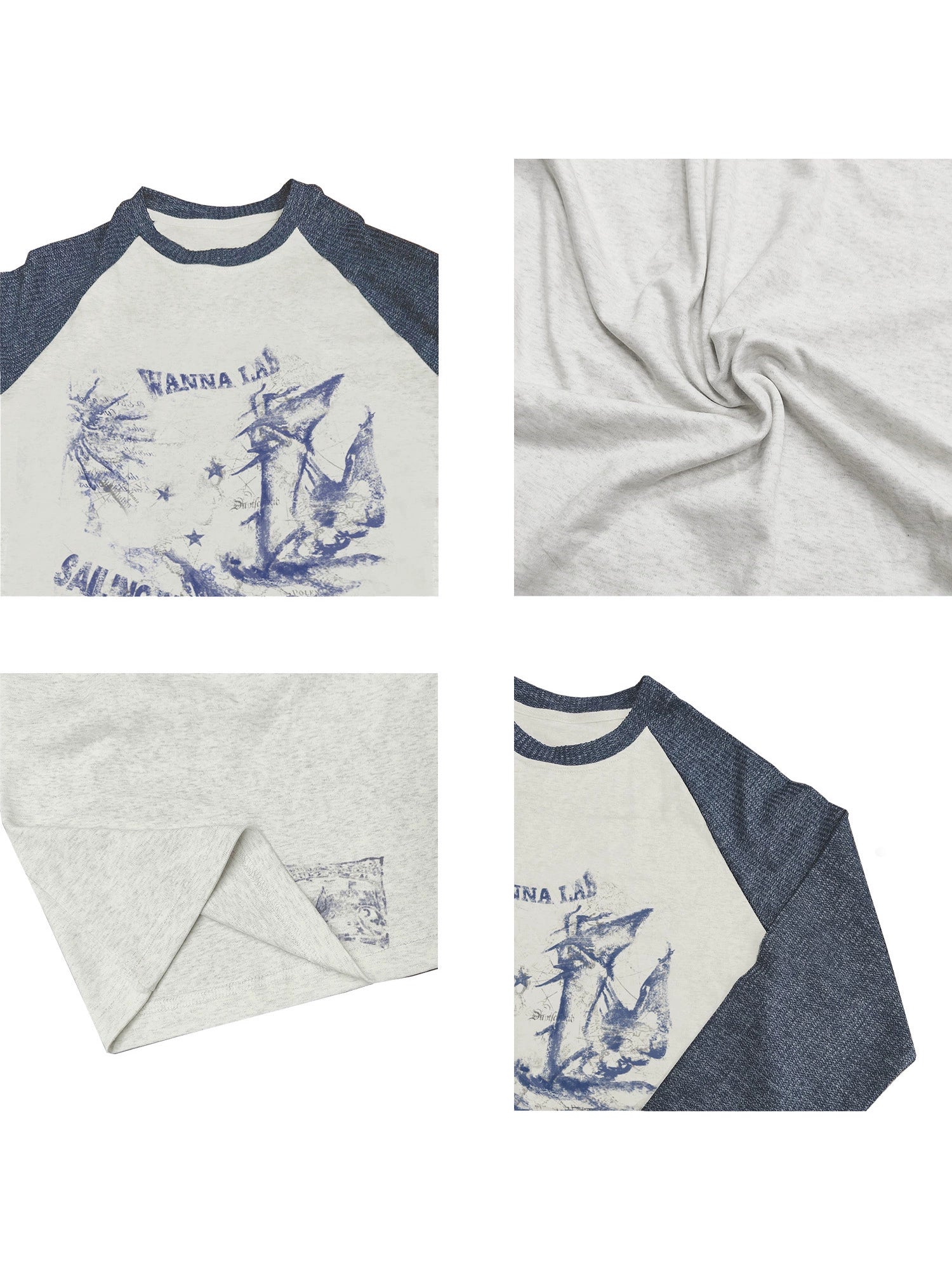WANNA LAB Retro Color Matching Shoulder Long Sleeves