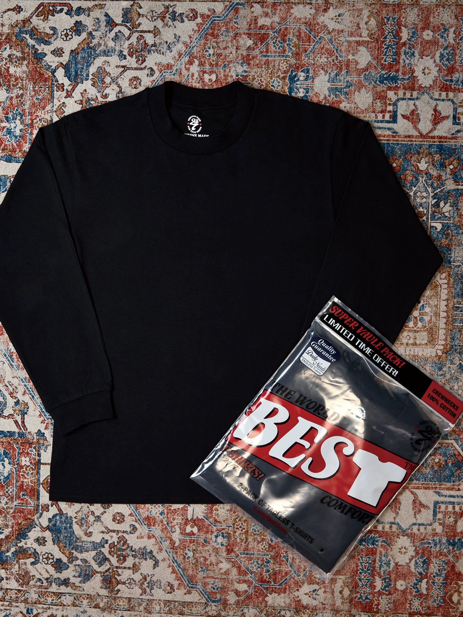 SWFI Branch Line Pure Cotton Loose Solid Color Basic Small Neckline Long Sleeve