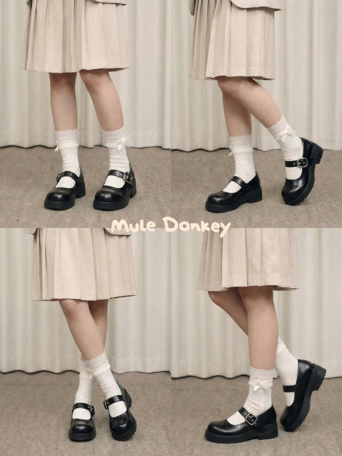 Donkey Thick-soled Sweet Little Leather Shoes