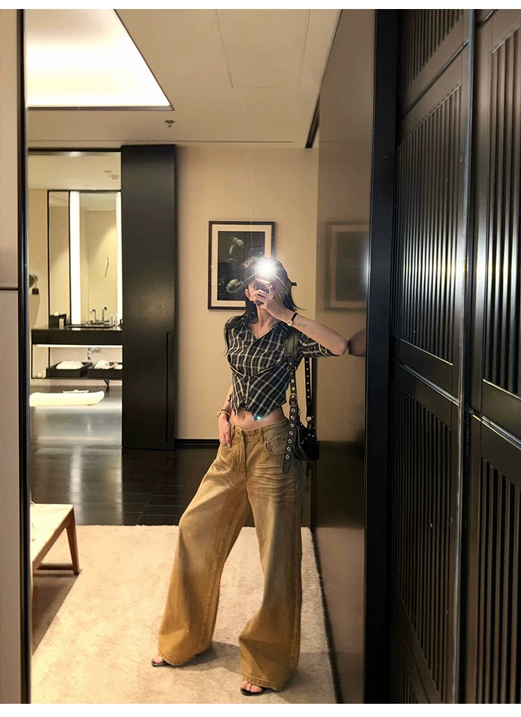 YOUNG KYLIN Straight Wide-leg Casual Jeans