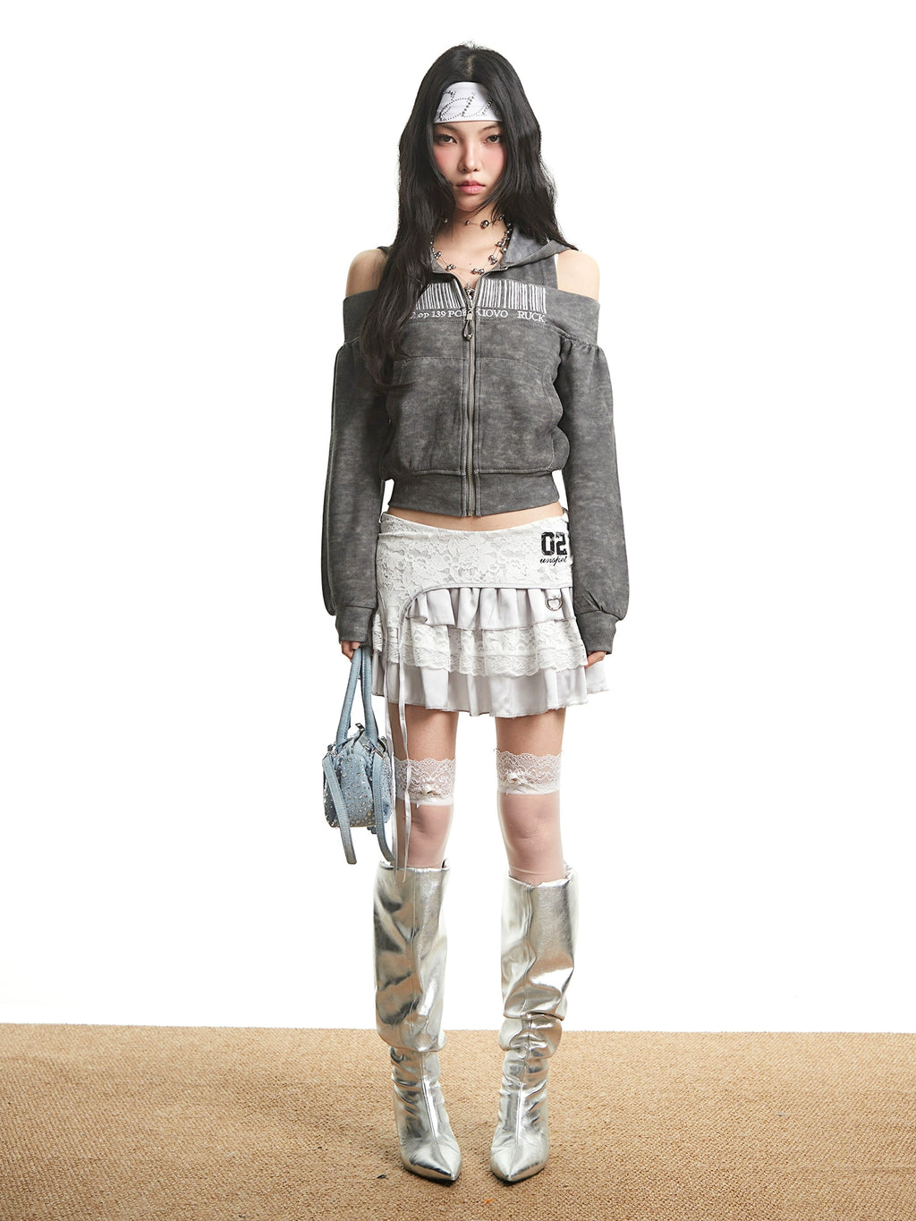 UNCMHISEX Off-Shoulder Short Hooded Sweater