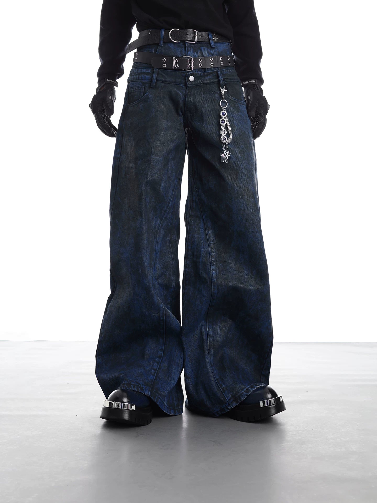 NUndeFineD Vintage Fake Two-Piece Straight Jeans