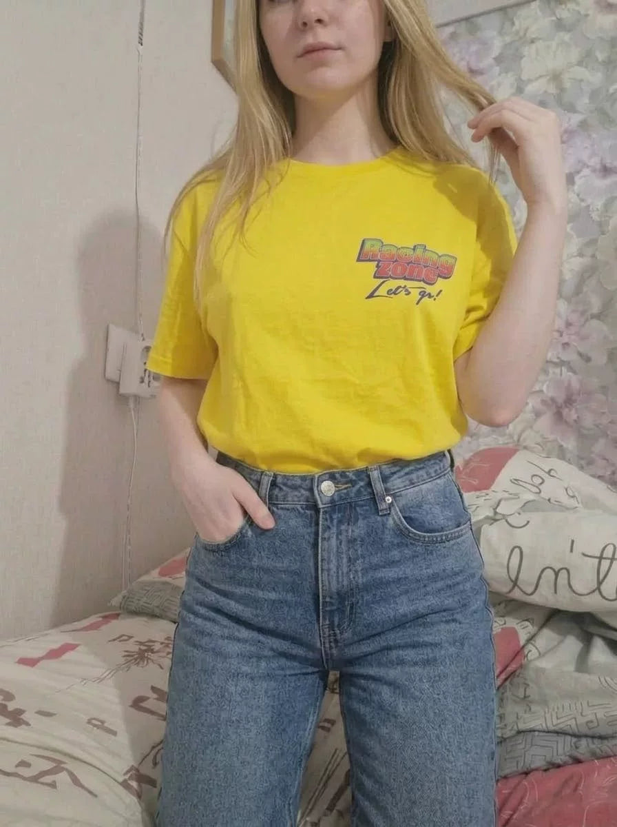 Wang Youbing Vintage Racing Print Loose Casual Tee